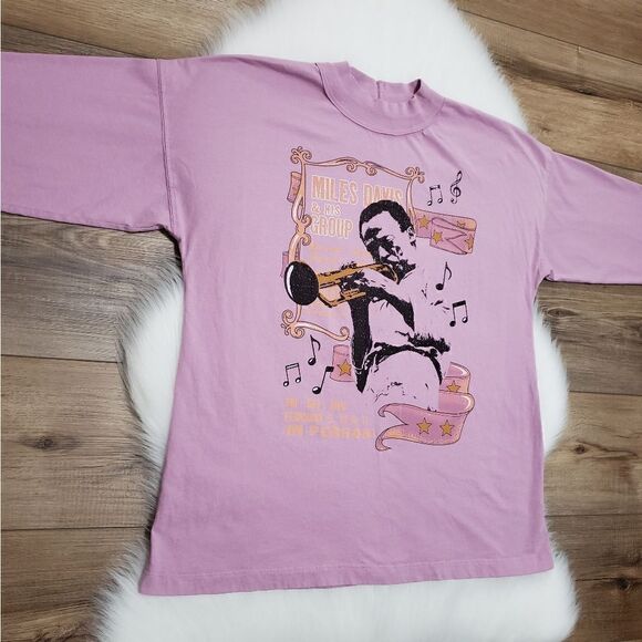 NWOT Midnight Rider Miles Davis In Concert Long Sleeve Oversized Tunic Tee XS - Picture 9 of 13